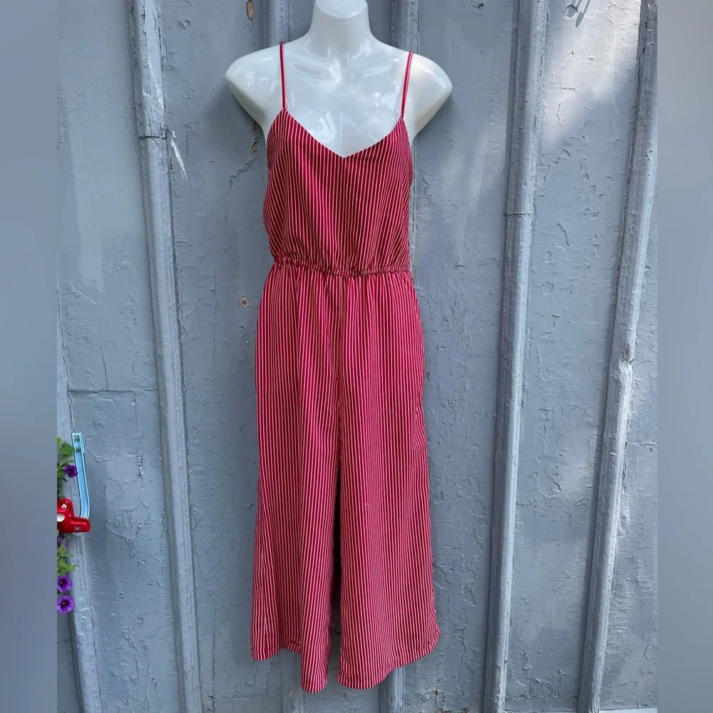 Hilary Macmillan Red Pin Stripe  Jumpsuit Romper, size XS